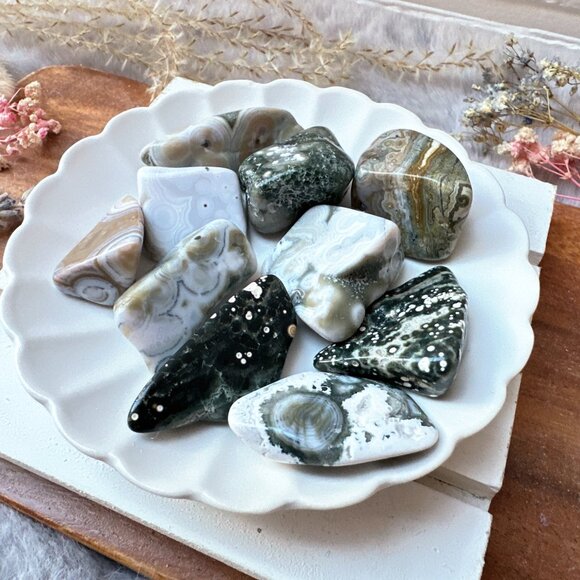 Set of 10 Small Ocean Jasper Tumbles - Picture 3 of 10